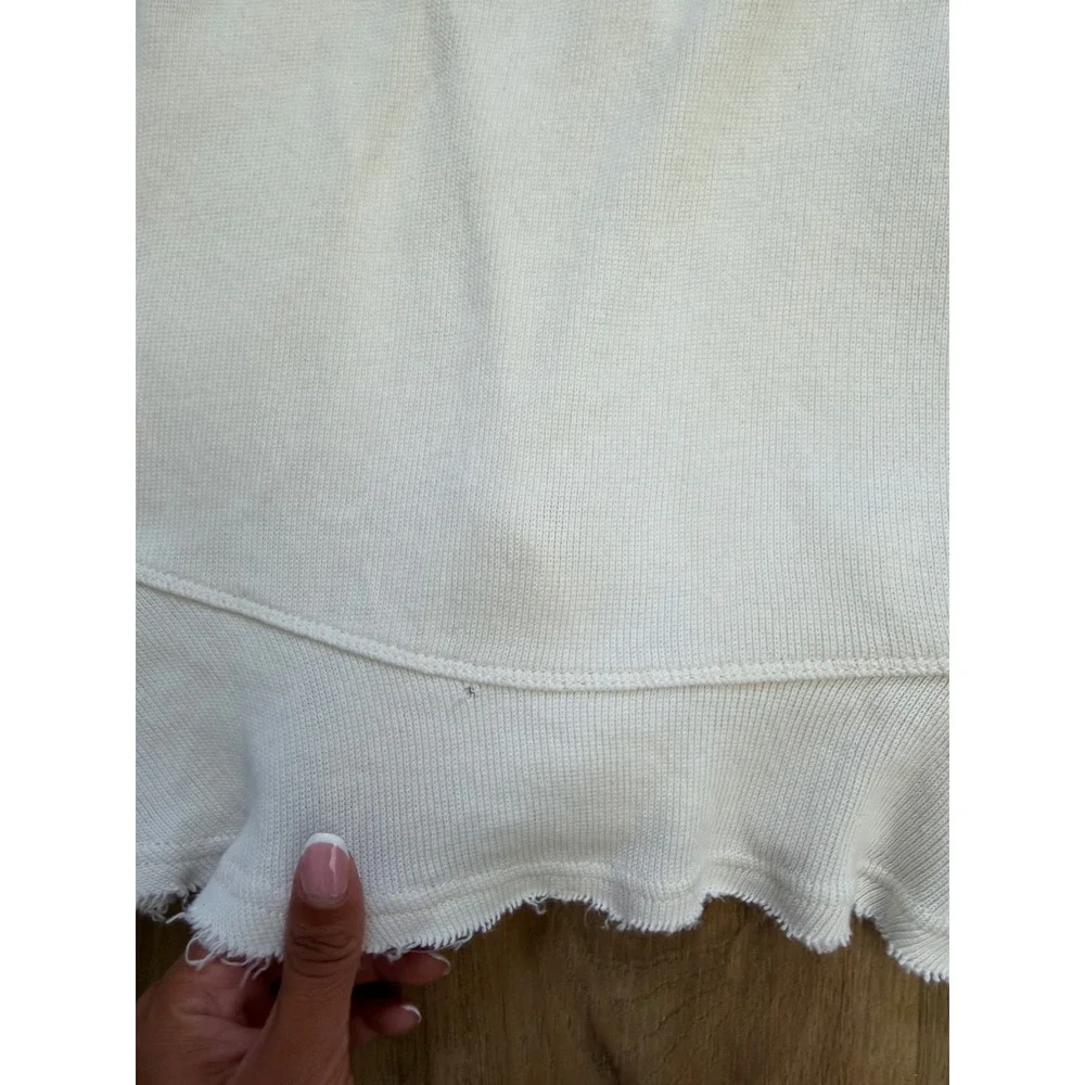 Free People Beach Cream Waffle Knit Ruffle Mini Skirt Small Ivory coastal resort